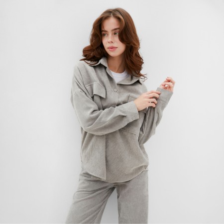 Women's blouse minku: Velvet collection color light gray, river 50-2