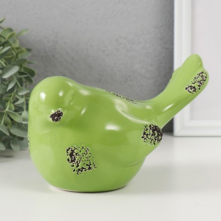 Pig a piggy bank Ceramics "Green Sparrows" 18.8 11.9x13 cm