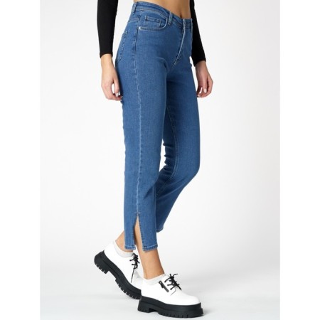 Women's cool jeans with a high -waist of blue, size 44-8