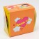 Packaging for 4 cupcakes with a window, "Love is...", orange, 16 x 16 x 10 cm