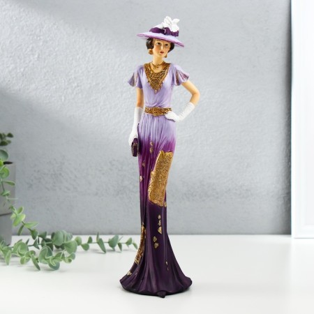 Polystone souvenir "Lady in a lilac-violet dress, in a hat, with a clutch" 9.5x9x32 cm