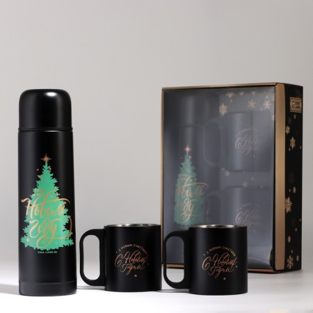 New Year. New Year's set “Let everything be rang”, a thermos 500 ml, a mug 2 pcs-8