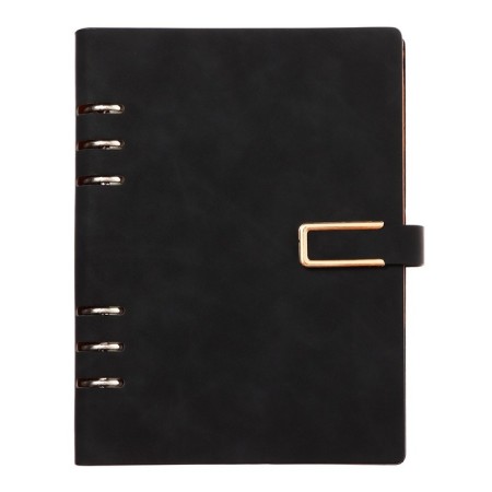 Organizer on the rings, A5 format, 90 sheets, line, with a knife, cover of the leather mix-1