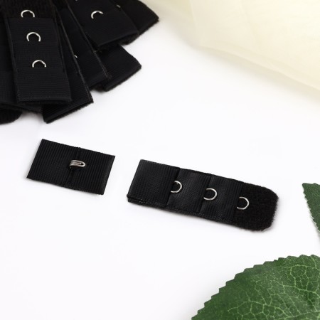 Flasp for a bra, 3 rows 1 hook, 2 × 2.8 cm, 2 × 5 cm, 10 pcs, black color