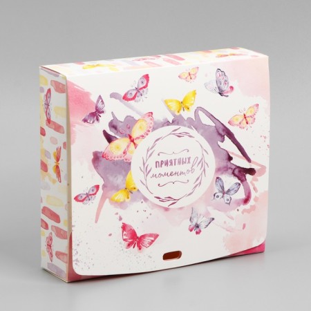 Gift folding box, packaging, “pleasant moments”, 20 x 18 x 5 cm, without tape-1