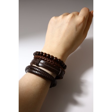Bracelet Skin "Parun", brown color, d = 7.5 cm-1