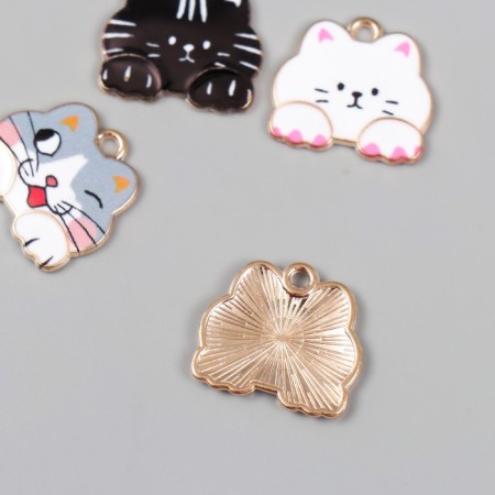 Decor for creativity Metal "Cat" enamel mix 1.7x1.8 cm-2