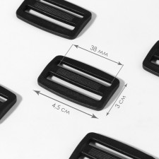The buckle is regulatory, two -sided, inner width - 38 mm, thickness - 3.5 mm, 10 pcs, black color