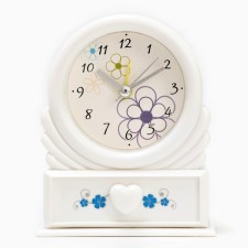 Clock - a boiler room “flower” with a box for little things, D -6.5 cm, 10.2 x 12.5 cm, aa