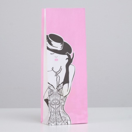Single -layer "Lady" package, craft, pink, 100 x 60 x 260 mm-1