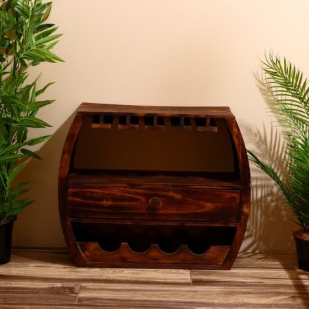 Barbali bottles stand 60x24x55 cm, Albezia tree, brown-1
