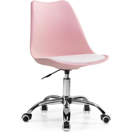 Computer chair Kolin Metal/Eco -leather/plastic, chrome/pink/white 49x56x78 cm