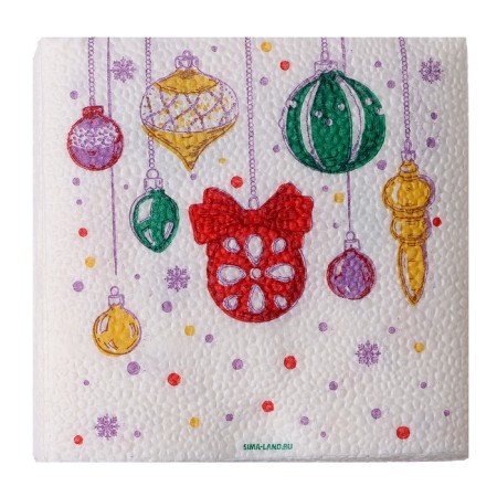 Paper napkins “Happy New Year”, balls, single -layer, 24x24 cm, set 20 pcs-2