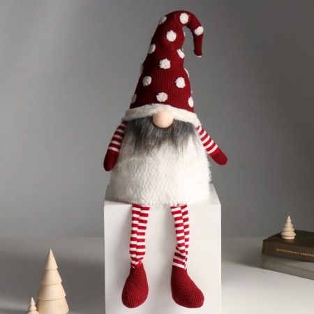 Interior light doll "Dwarf in a red hood in peas" Long legs 22x16x65 cm-1