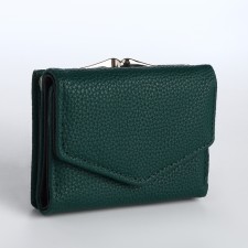 Women's wallet on the button, green color
