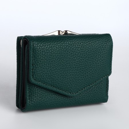 Women's wallet on the button, green color