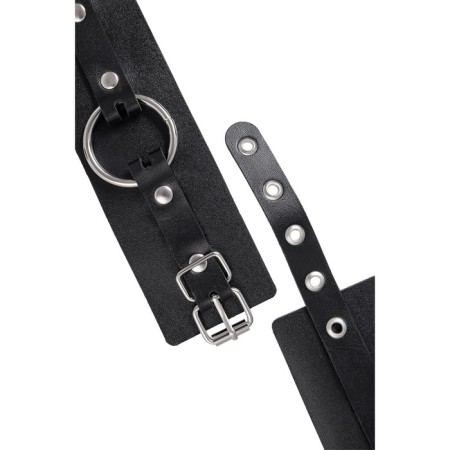 Handcuffs Pecado BDSM, from thick leather with eyelets, genuine leather, black-4