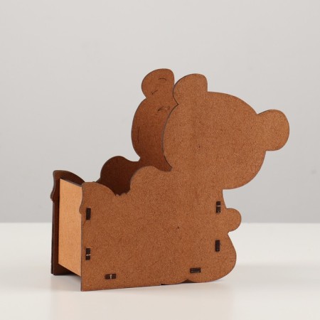 Gift packaging "Bear with a gift" 17x8x16 cm, oak red-3