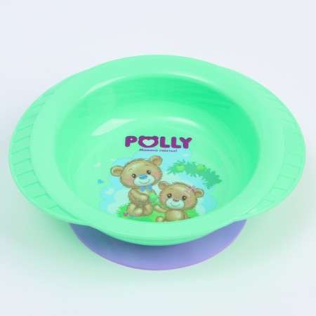 Baby deep plate on the suction cup Polly, Mix drawing, 350 ml, 19.5x16x555-1