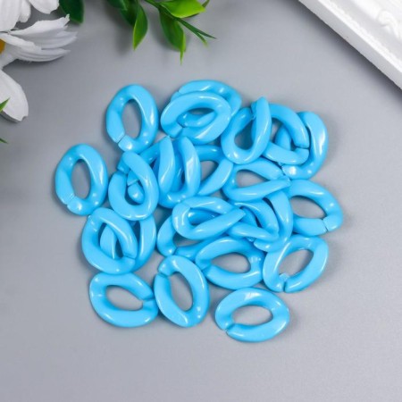 Decor for creativity plastic "Ring for the chain" bright-blue set 25 pcs 2.3x1.65 cm-2