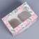 Capcake box, confectionery packaging with a window, 2 cells, "roses", 16 x 10 x 10 cm