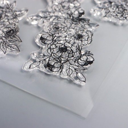 Stamp for creativity Silicon "Peonies" 15x10.5 cm-1