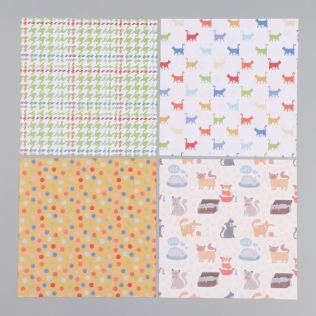 A set of scrapbooking paper 12 sheets 12 designs "Funny cats" 160 grams 15.2x15.2 cm-6