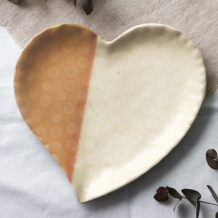 Ceramic plate "Gemstick", 19 x 18 cm, beige color-1