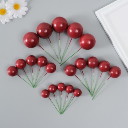 Decor for creativity "Balls" d = 2; 3; 3.5 and 4 cm set 20 pcs, Bordeaux