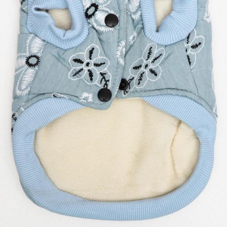 Jacket for dogs with flowers, M (DS 25 cm, Osh 26 cm, OG 37 cm), Blue-10