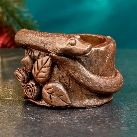 Climb "Snake on the stump" of bronze, 5x7cm-1