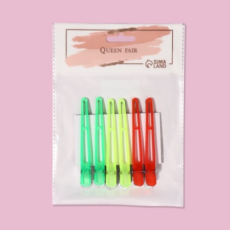 Hair clips, set - 6 pcs, 9.5 cm, color mix-5