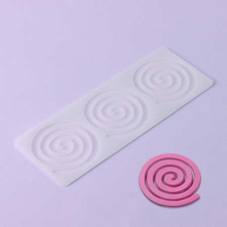 Spiral chocolate form, silicone, 3 cells, 24.5 × 9 × 0.3 cm, color transparent color