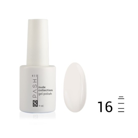 Pashe Nude Collection gel polish, No. 16 Camouflage smoking-white, 9 ml