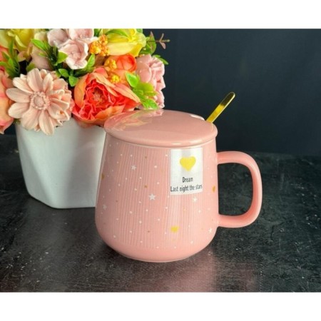 Lenardi mug, with a lid and spoon, porcelain, 420 ml