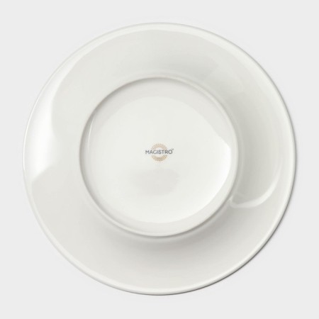 Porcelain dessert plate with a thickened edge Magistro la Perle, D = 21 cm, white color-3