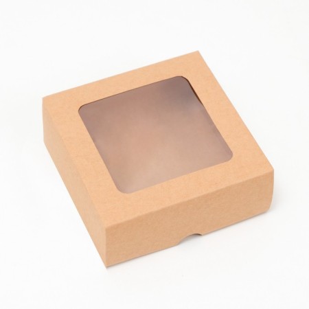 The box is folding, the lid is, with the window, craft, 13 x 13 x 5 cm-1