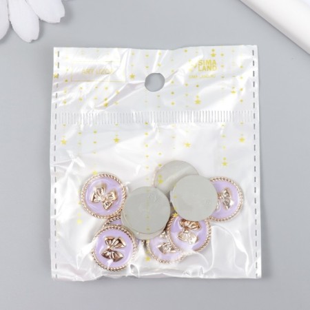 Decor for creativity Plastic "Bow in the Circle" Lilac, gold 0.3x1.8x1.8 cm-3