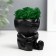 Concrete Kashpo "Mr. Evil" with moss 7*6cm black (moss green stabilized)