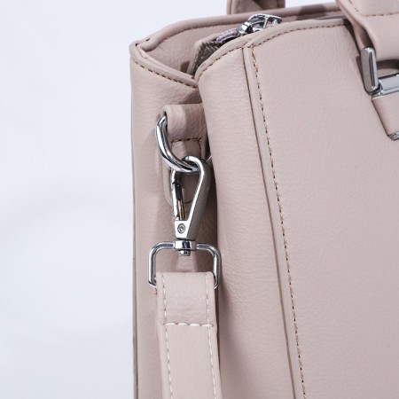 Lightning tout bag, outer pocket, long belt, light-beige color-5