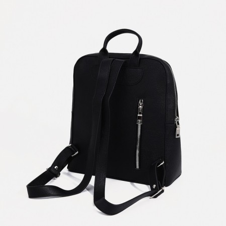 A backpack with a zipper, "Medvedkovo", the color is black-3