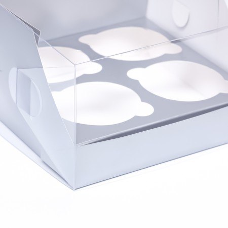 Confectionery folding box for 4 cupcakes 16 x 16 x 10, silver-2