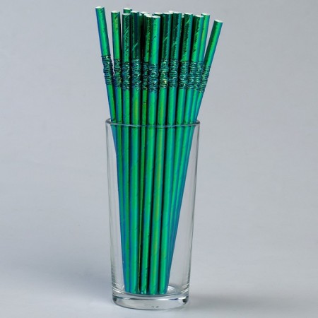 Cocktail tubes with corrugation, in a set 25 pieces, turquoise color-1
