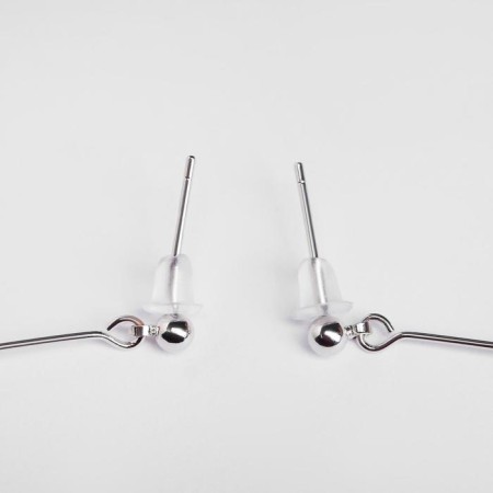 Earrings with rhinestones "pins" Sparks, white color in silver-1