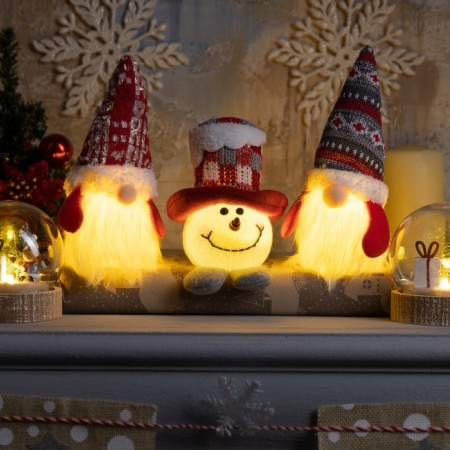 LED figure "Dwarf in a cap with patterns" 6.5 × 17 × 6.5 cm, textiles, batteries LR1130x3, glow warm white-4