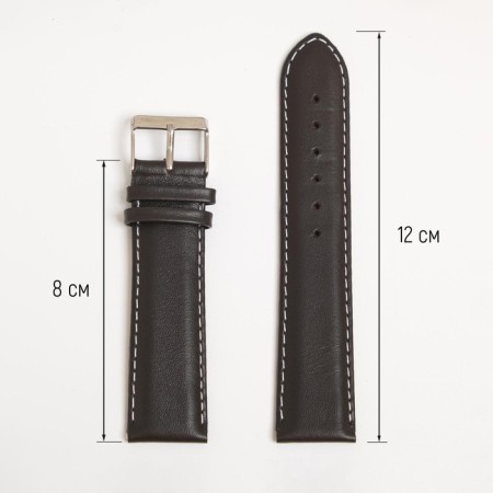 Watch strap, male, 22 mm, harness 80 mm, larynx 120 mm, genuine leather, dark brown-1