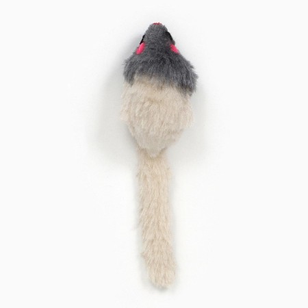 Fluffy mouse "pearl", 6 cm, gray/white-1