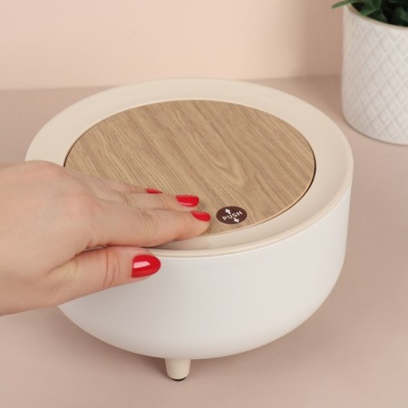 Organizer for storing cosmetic supplies, push-to-Open, with a lid, d-19.5 × 11 cm white/brown color-5