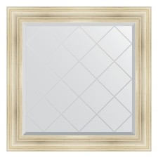 Mirror with engraving in the baguette frame, poisoned silver 99 mm, 89x89 cm
