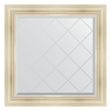 Mirror with engraving in the baguette frame, poisoned silver 99 mm, 89x89 cm